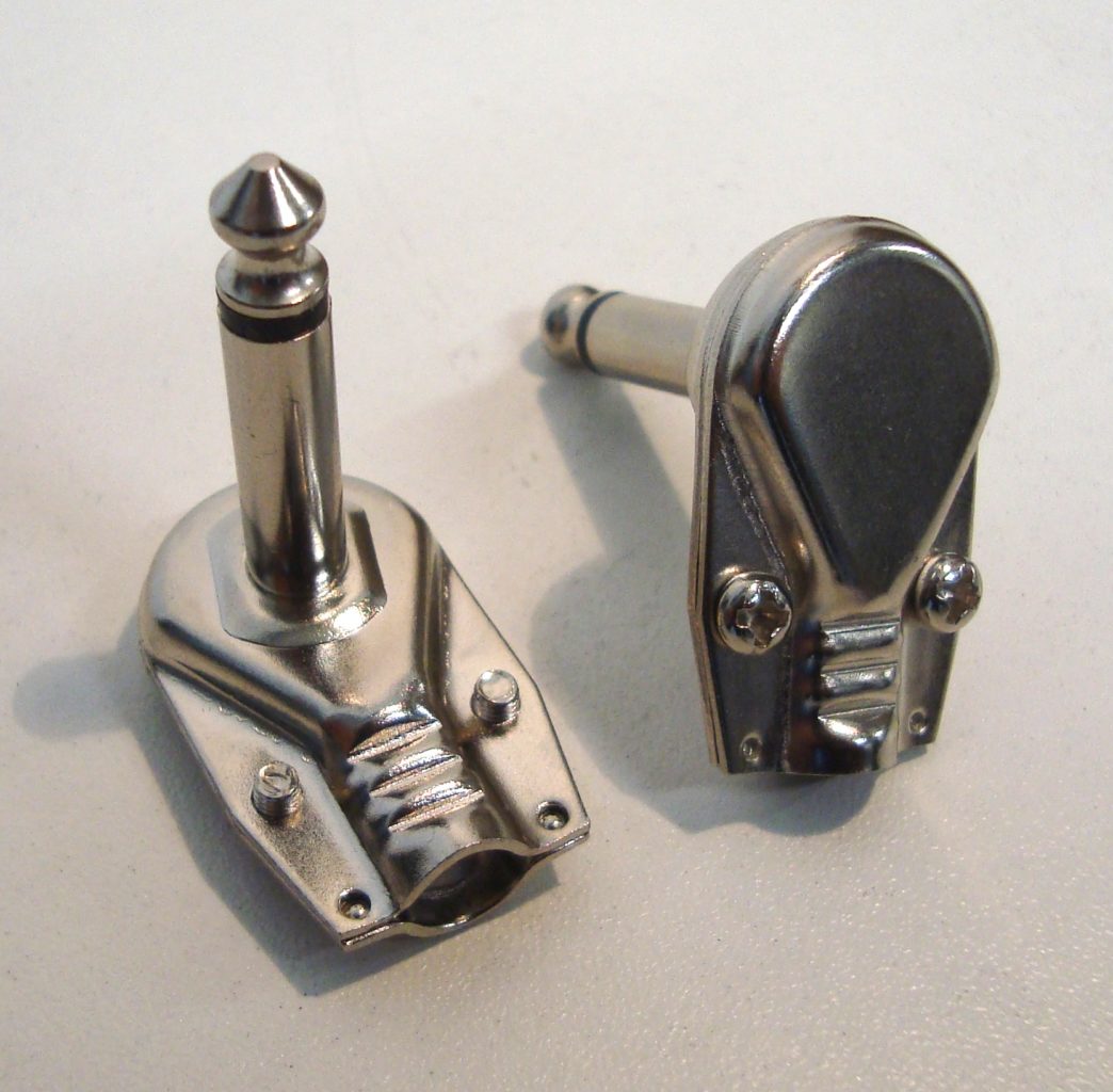 Mono Pancake Jack Plug Connector. Angled Flat Male FX Patch Switchcraft